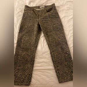 Mango Leopard Print Straight Leg Jeans